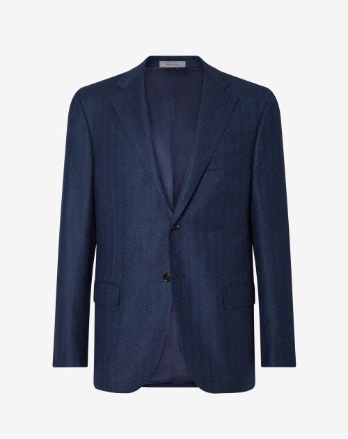 Navy blue herringbone wool jacket