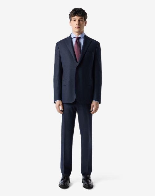 Navy blue wool and cashmere canvas suit