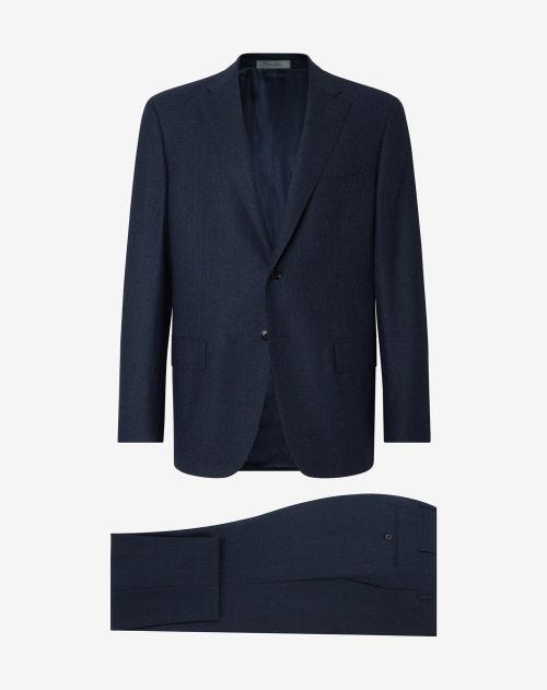 Navy blue wool and cashmere canvas suit