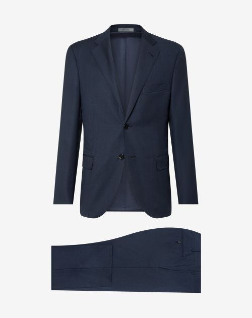 Navy blue glen plaid S130s wool suit