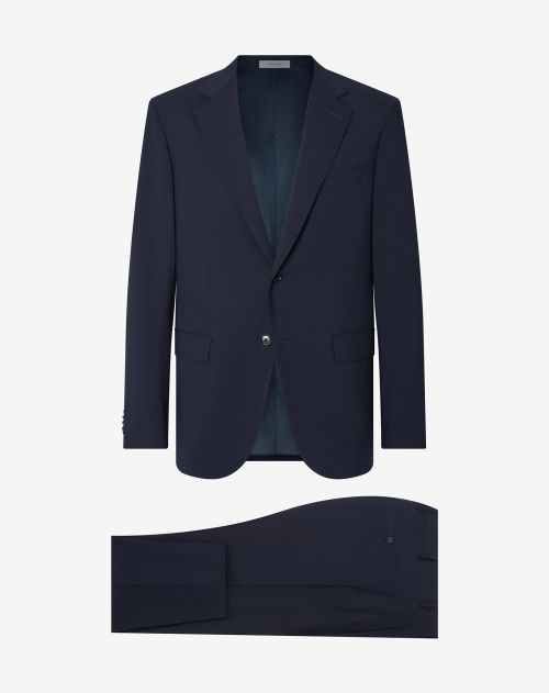 Blue stretch wool suit with micro effect