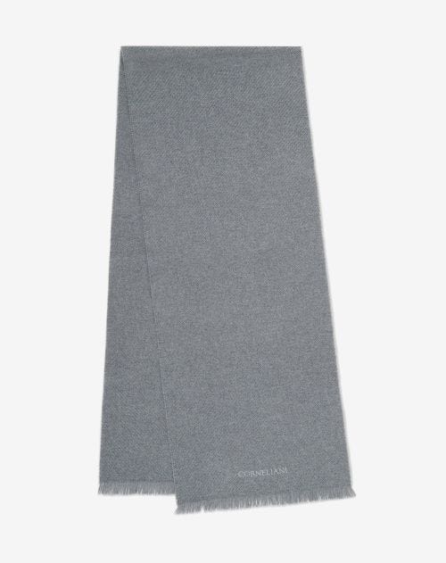 Light grey pure jacquard wool scarf