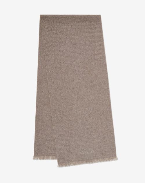 Sandy beige pure jacquard wool scarf