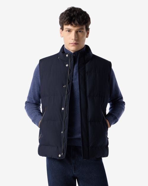 Gilet blu navy in popeline tecnico