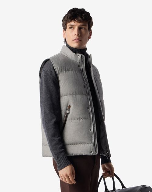 Gilet grigio chiaro in popeline tecnico