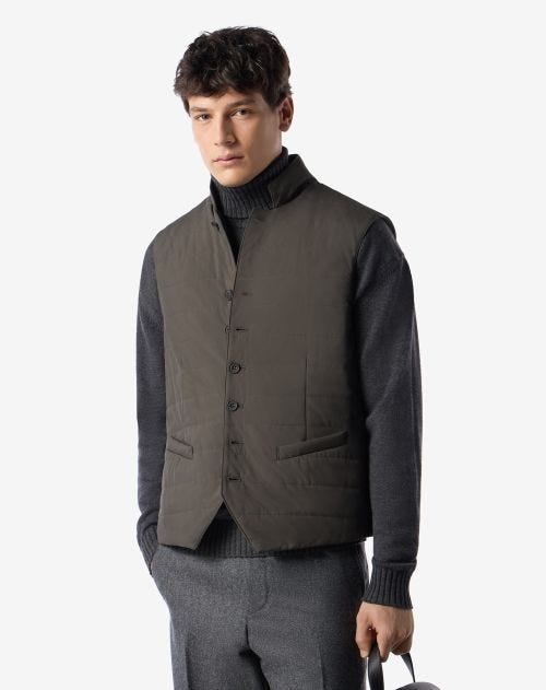 Forest green quilted poplin waistcoat