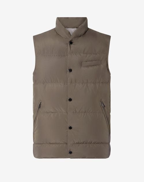 Beige quilted poplin waistcoat