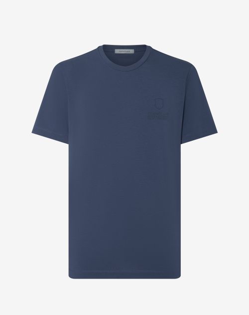 T-shirt girocollo blu chiaro in jersey stretch