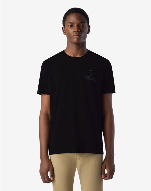 Black crew neck stretch jersey t-shirt