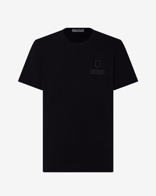 Black crew neck stretch jersey t-shirt