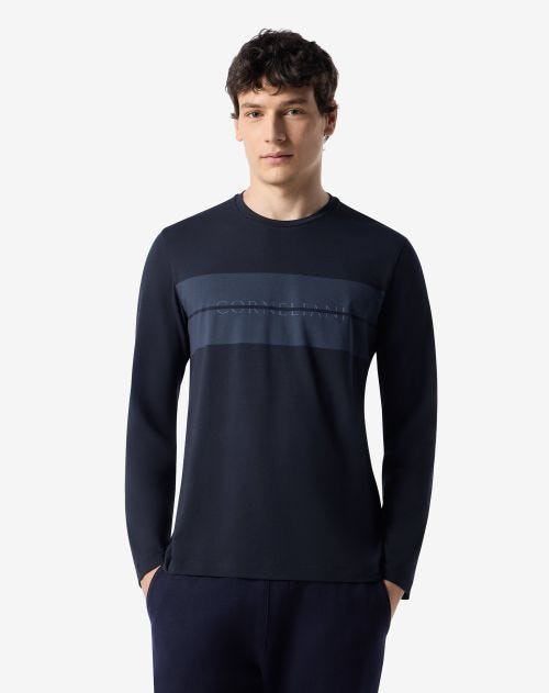 T-shirt girocollo blu navy in jersey stretch