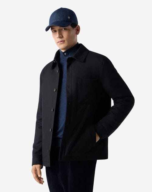 Marineblauw overshirt van flanel