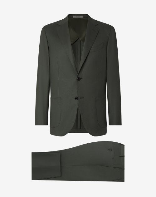 Green super 120s combed wool flannel suit