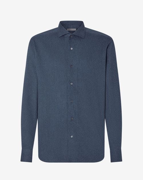 Chemise bleue en flanelle de coton