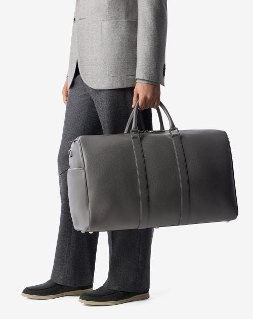 Grey leather Boston bag