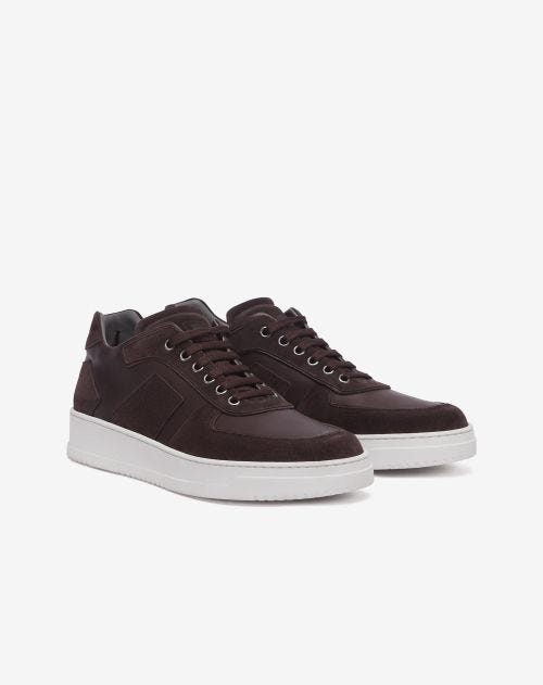 Brown nappa and suede trainers
