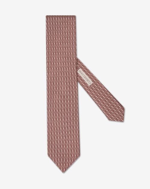 Brown printed twill silk tie