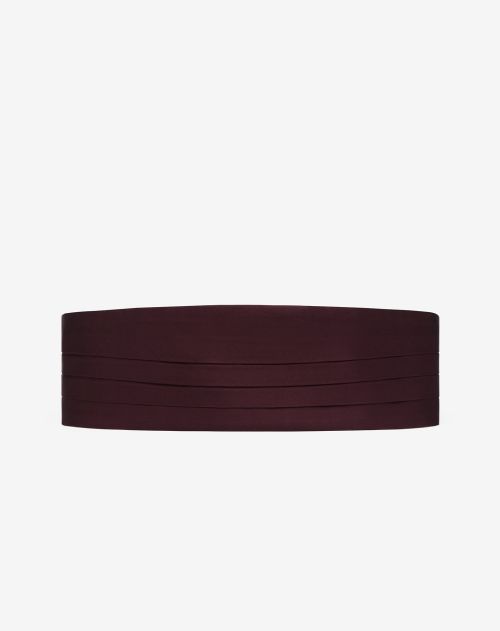 Ceinture de smoking bordeaux en satin de soie pure