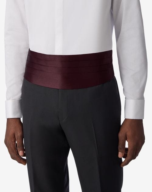 Burgundy pure silk satin cummerbund