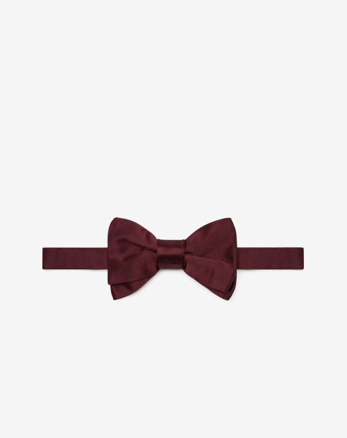 Burgundy pure silk satin bow tie