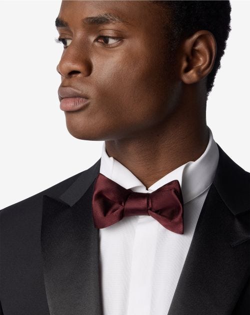 Burgundy pure silk satin bow tie