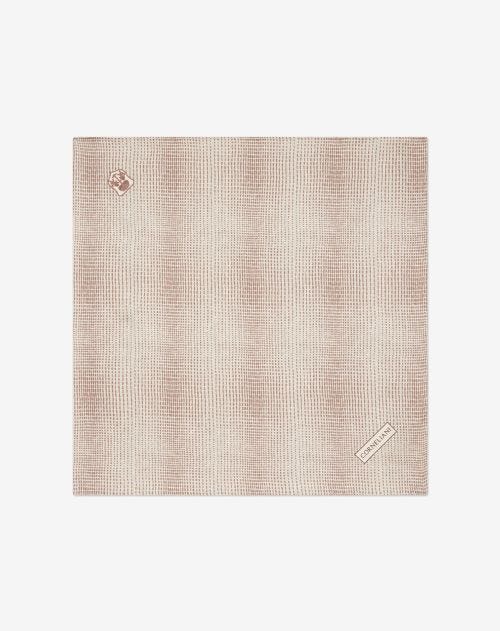 Beige pure silk pocket square with double print