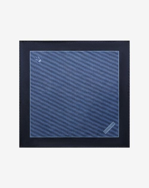 Navy blue pure silk satin pocket square