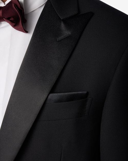 Black plain satin pocket square