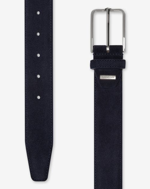 Ceinture bleue en cuir velours