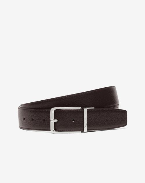 Ceinture marron foncé/bleue en cuir imprimé Dollaro