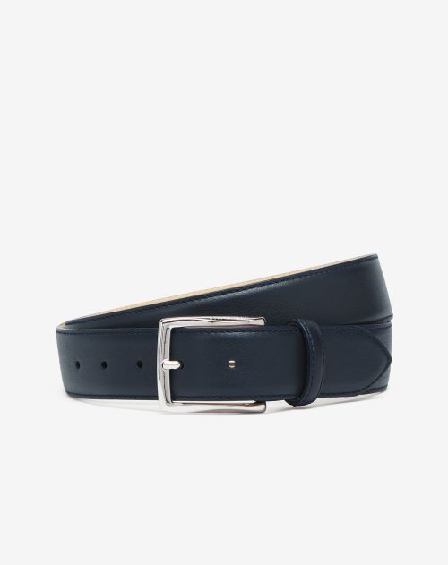 Ceinture bleue en cuir nappa ultra-souple