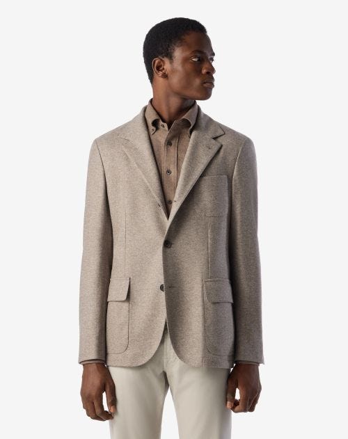 Beige wool jersey jacket