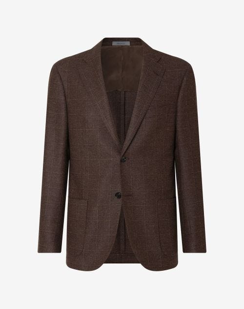 Brown overcheck wool and cashmere jacket