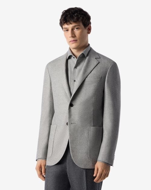 Light grey herringbone wool jacket