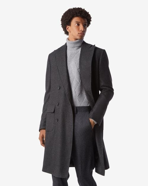 Dark grey pure cashmere coat