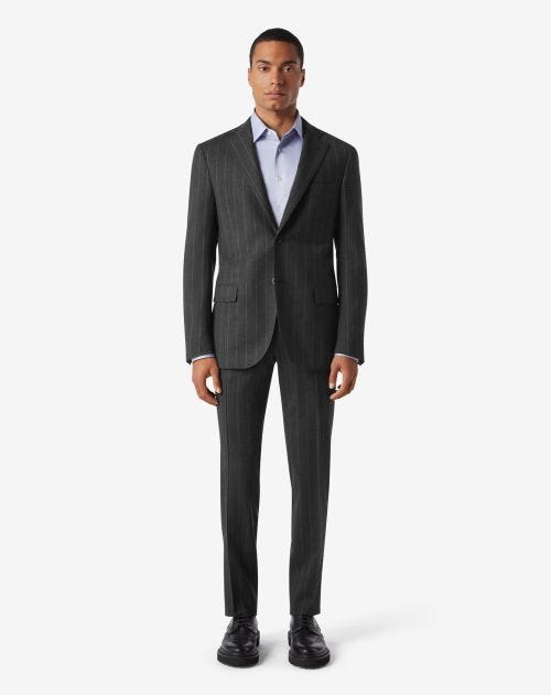 Grey striped stretch wool suit