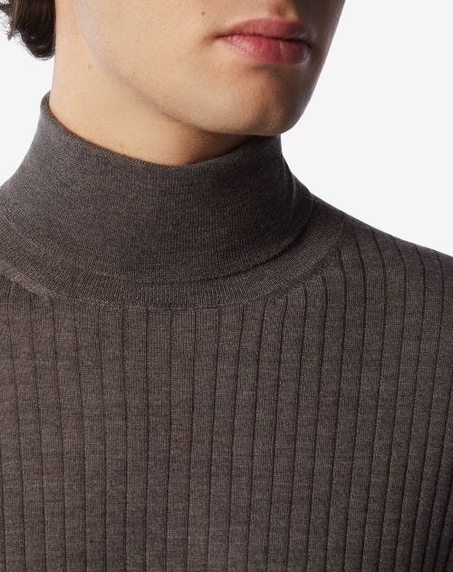 Taupe ultra-light merino turtleneck sweater