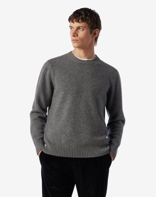 Grey wool and alpaca crew-neck sweater