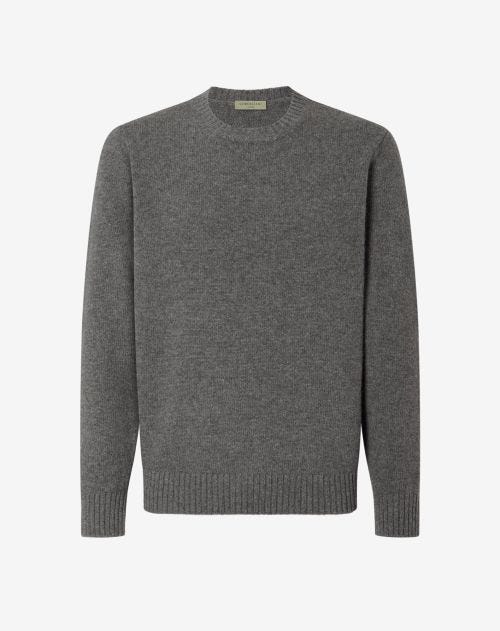 Grey wool and alpaca crew-neck sweater