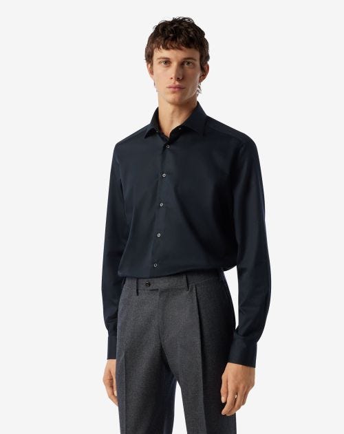 Black cotton wrinkle-free shirt