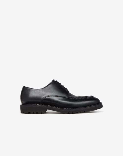 Black nappa leather derby shoes