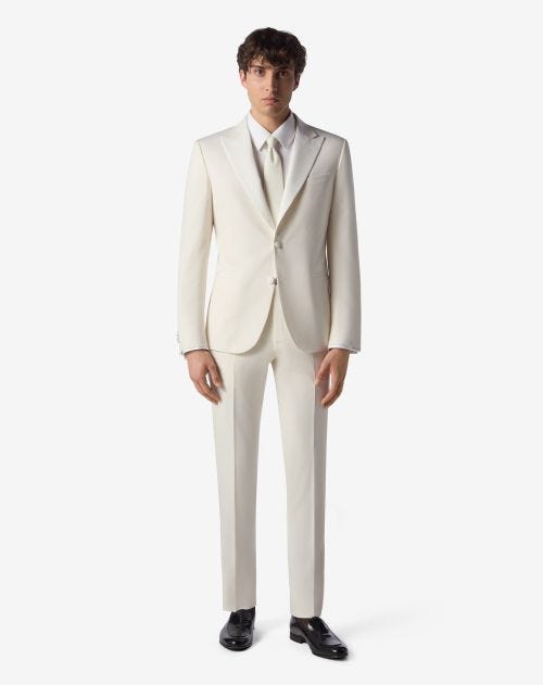 White stretch silk tuxedo