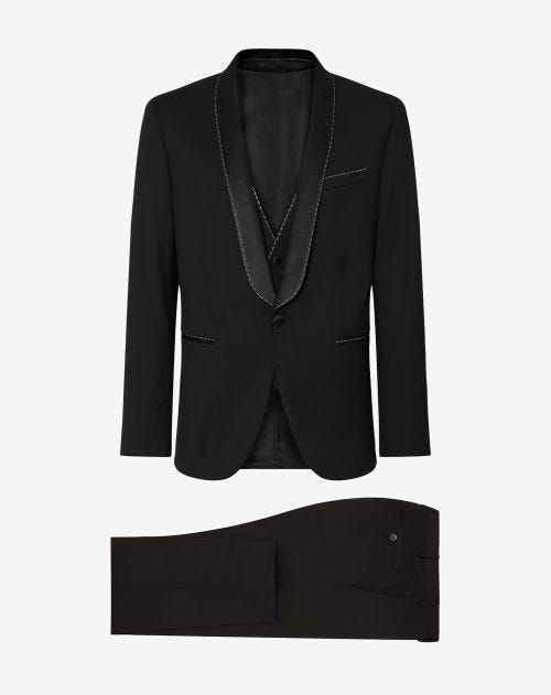 Black 130's wool twill tuxedo