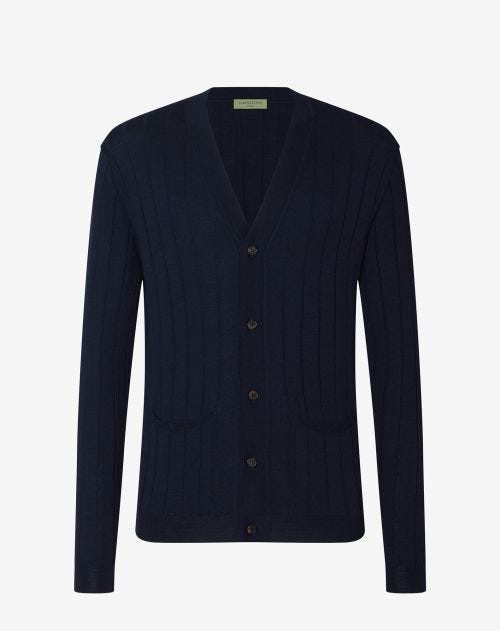 Navy blue ultra fine wool cardigan