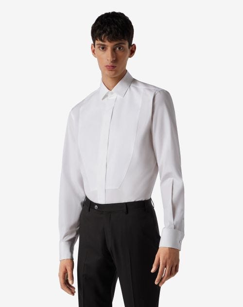 Optical white cotton poplin shirt