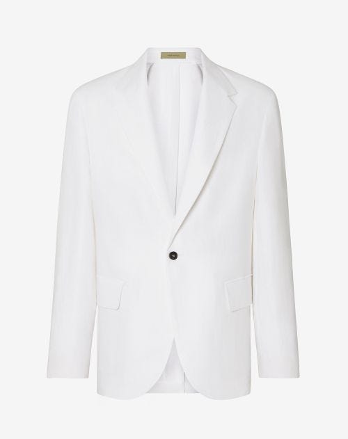 White single-breasted delavé linen jacket