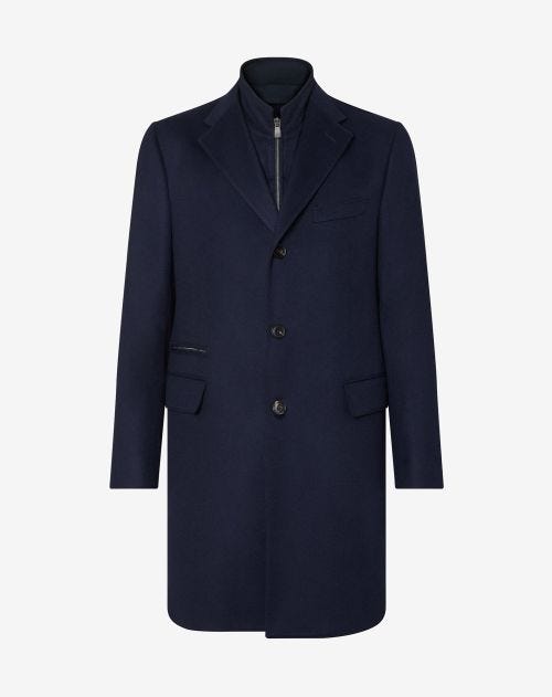 Navy blue beaver coat in pure cashmere