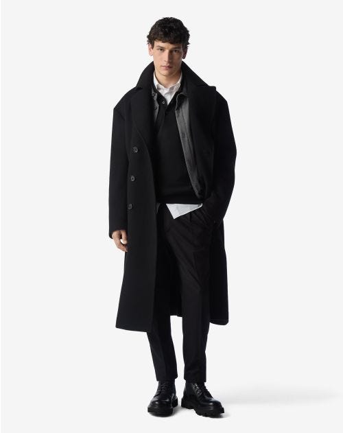 Manteau noir en laine et cachemire