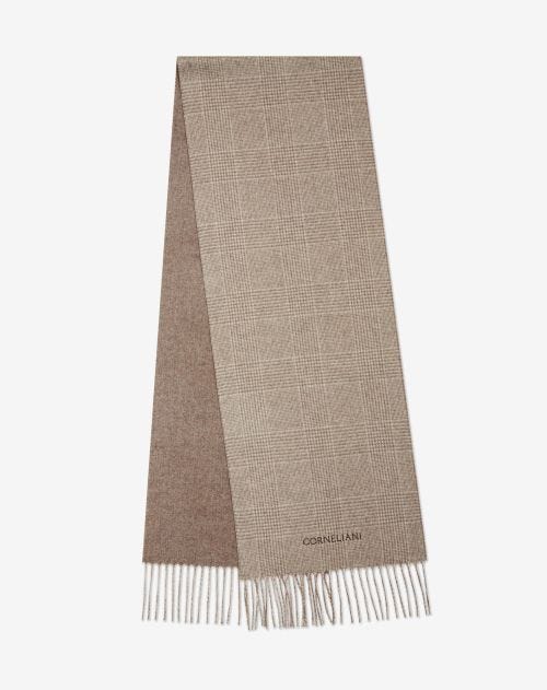 Sciarpa beige in seta e cashmere jacquard