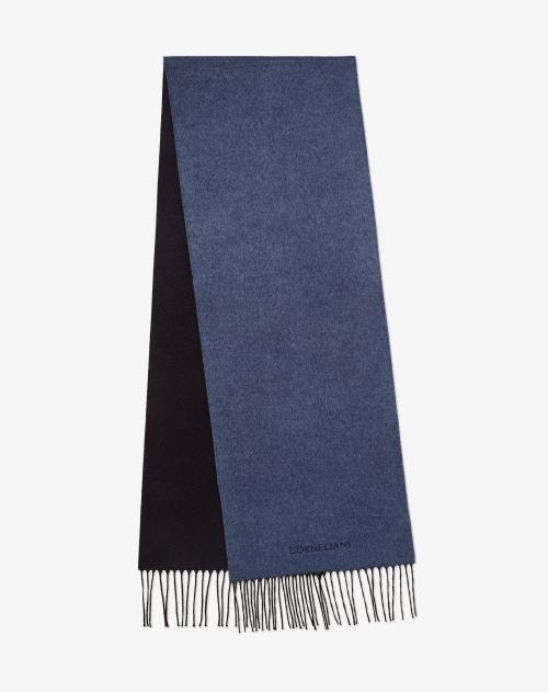 Denim/blauwe sjaal van zijde en kasjmier